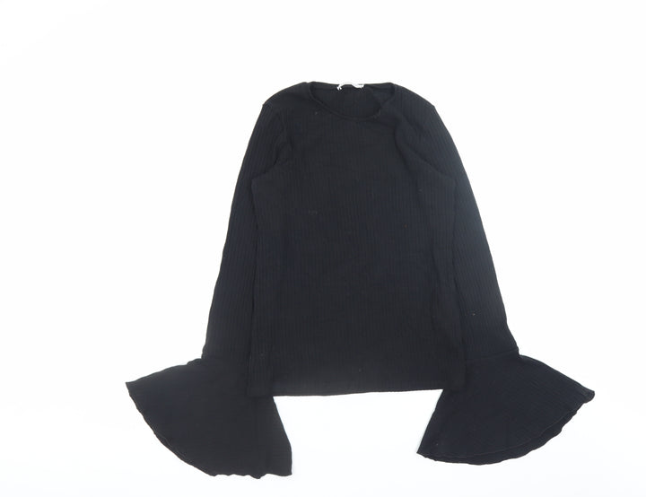 Zara Women’s Black Slim Fit Flared Sleeve Pullover Jumper Size S