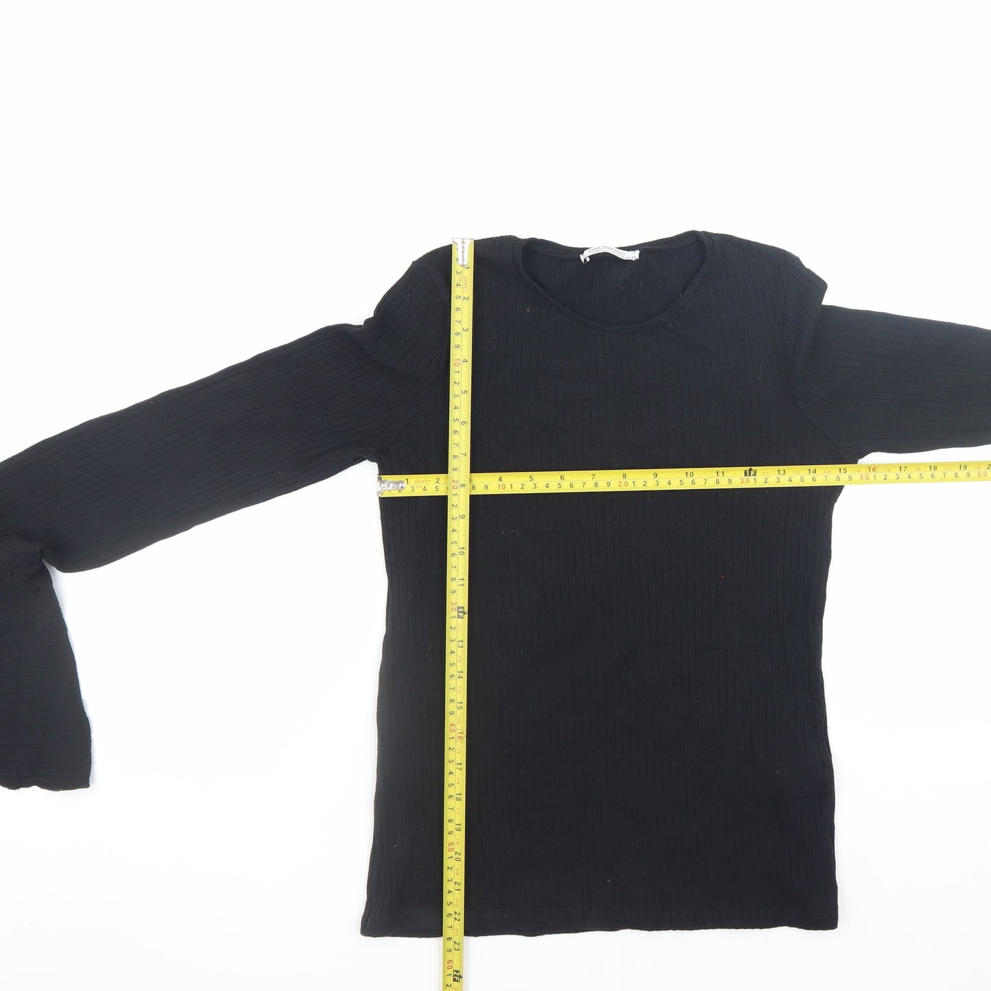 Zara Women’s Black Slim Fit Flared Sleeve Pullover Jumper Size S