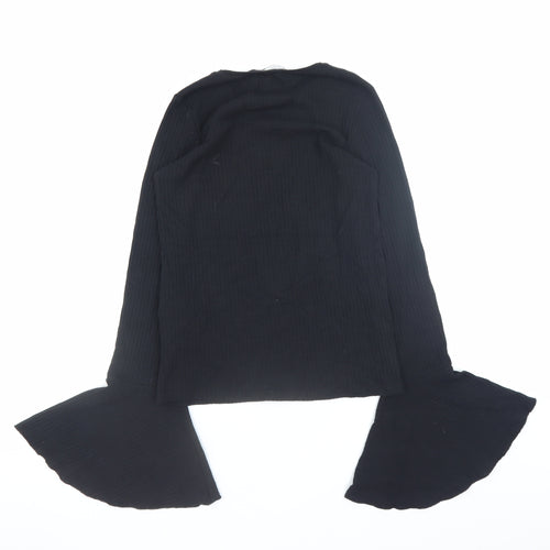 Zara Women’s Black Slim Fit Flared Sleeve Pullover Jumper Size S