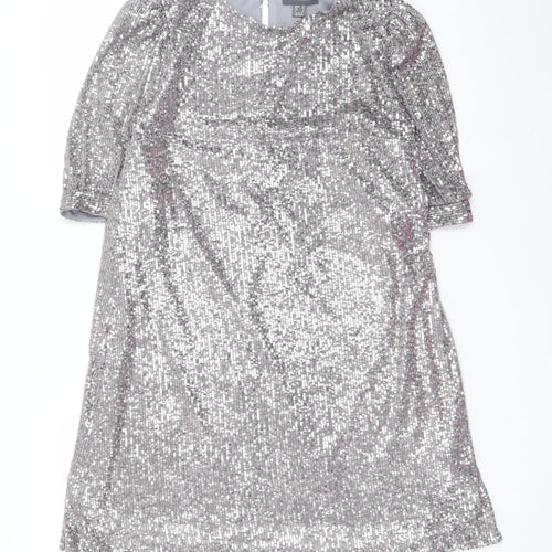 Primark Womens Silver Sequin Shift Dress Size 12 Party Wear