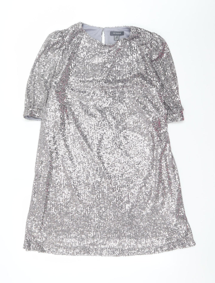 Primark Womens Silver Sequin Shift Dress Size 12 Party Wear