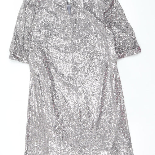 Primark Womens Silver Sequin Shift Dress Size 12 Party Wear