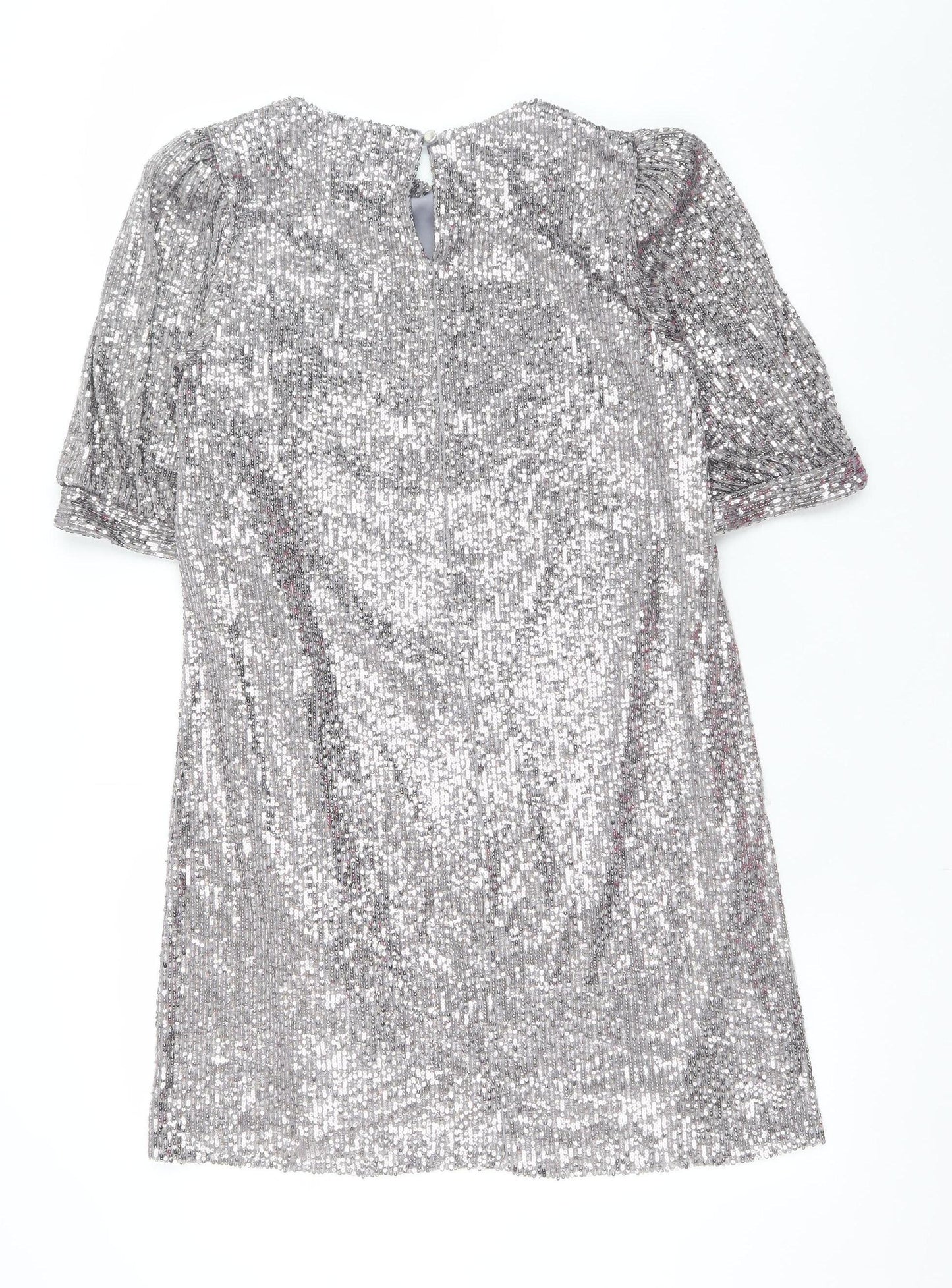 Primark Womens Silver Sequin Shift Dress Size 12 Party Wear