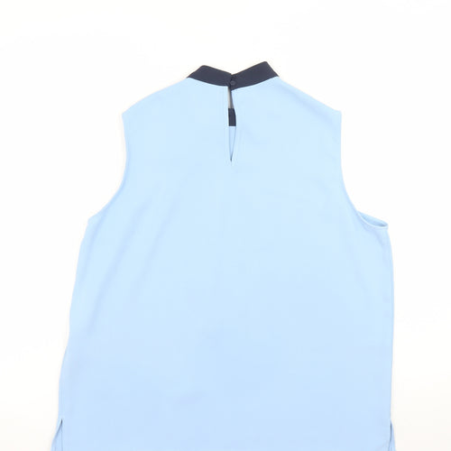 Marks and Spencer Women’s Blue Sleeveless High Neck Bow Blouse Size 14
