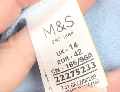 Marks and Spencer Women’s Blue Sleeveless High Neck Bow Blouse Size 14