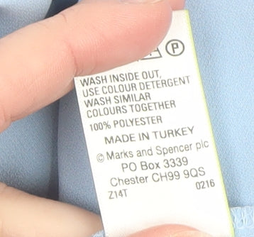 Marks and Spencer Women’s Blue Sleeveless High Neck Bow Blouse Size 14