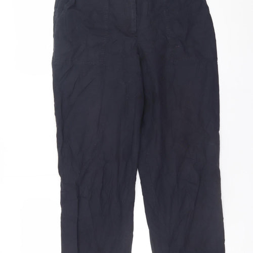 Carolyn Donnelly The Edit Women's Black Cotton Elastic Waist Straight Trousers UK 10