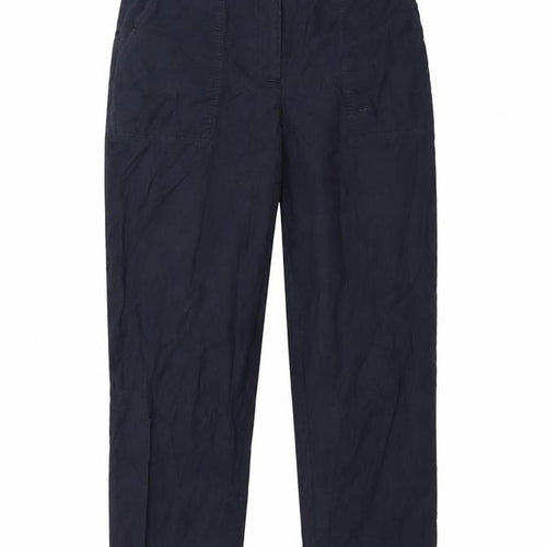 Carolyn Donnelly The Edit Women's Black Cotton Elastic Waist Straight Trousers UK 10