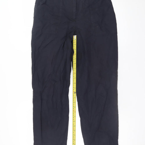 Carolyn Donnelly The Edit Women's Black Cotton Elastic Waist Straight Trousers UK 10