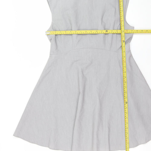French Connection Women's Grey Sleeveless Fit & Flare Dress Size 14