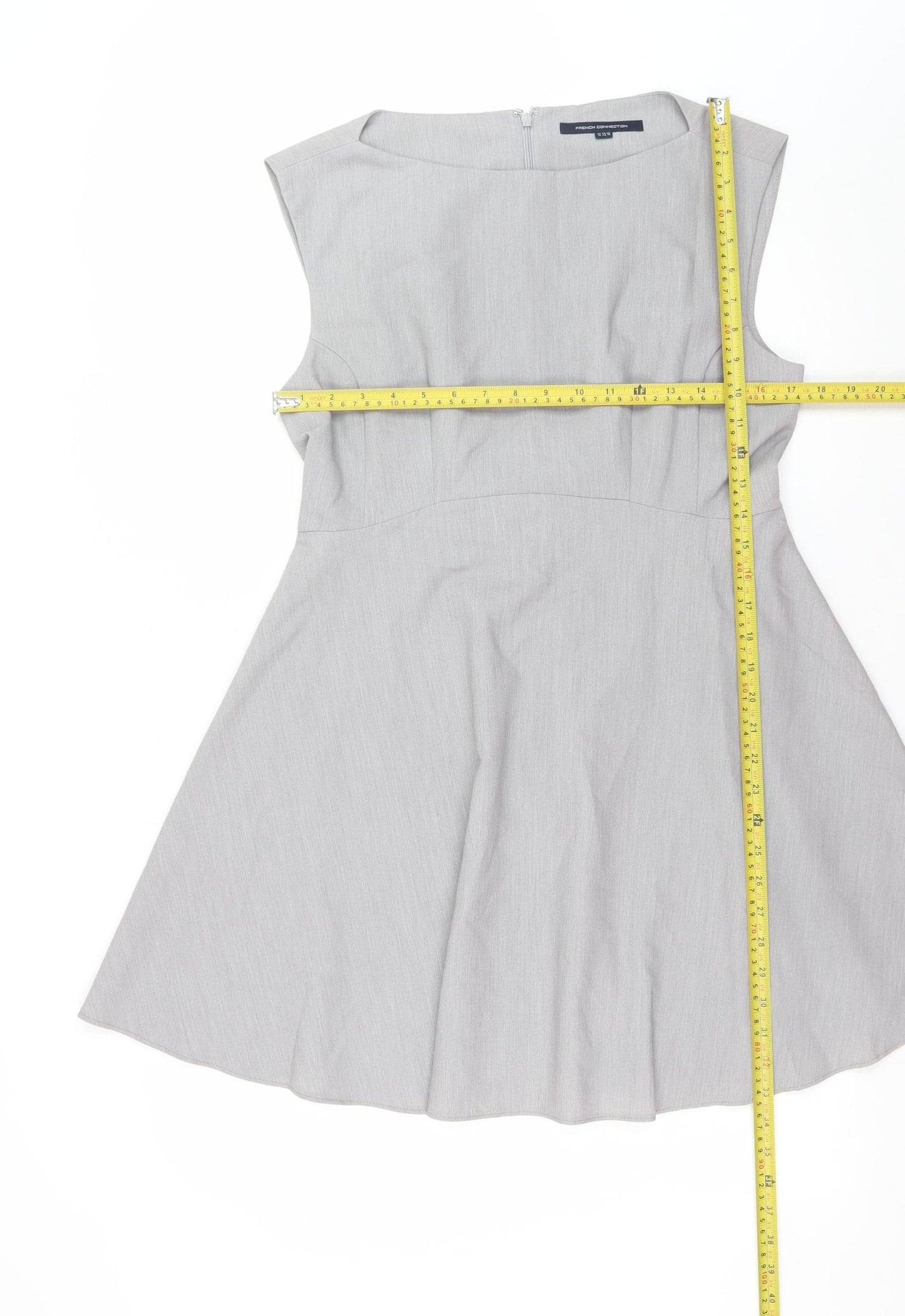 French Connection Women's Grey Sleeveless Fit & Flare Dress Size 14