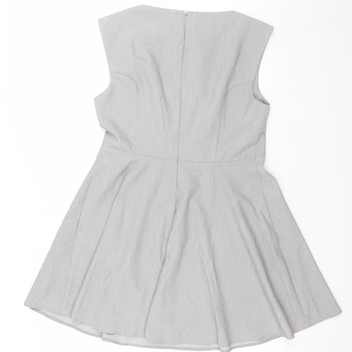 French Connection Women's Grey Sleeveless Fit & Flare Dress Size 14
