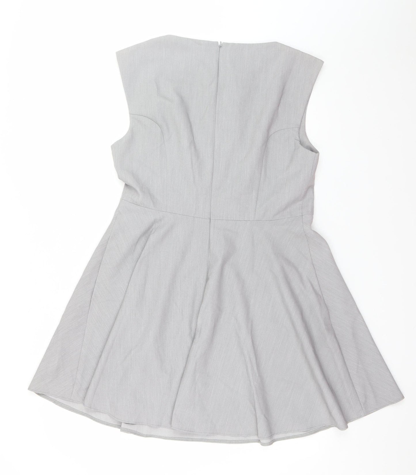 French Connection Women's Grey Sleeveless Fit & Flare Dress Size 14