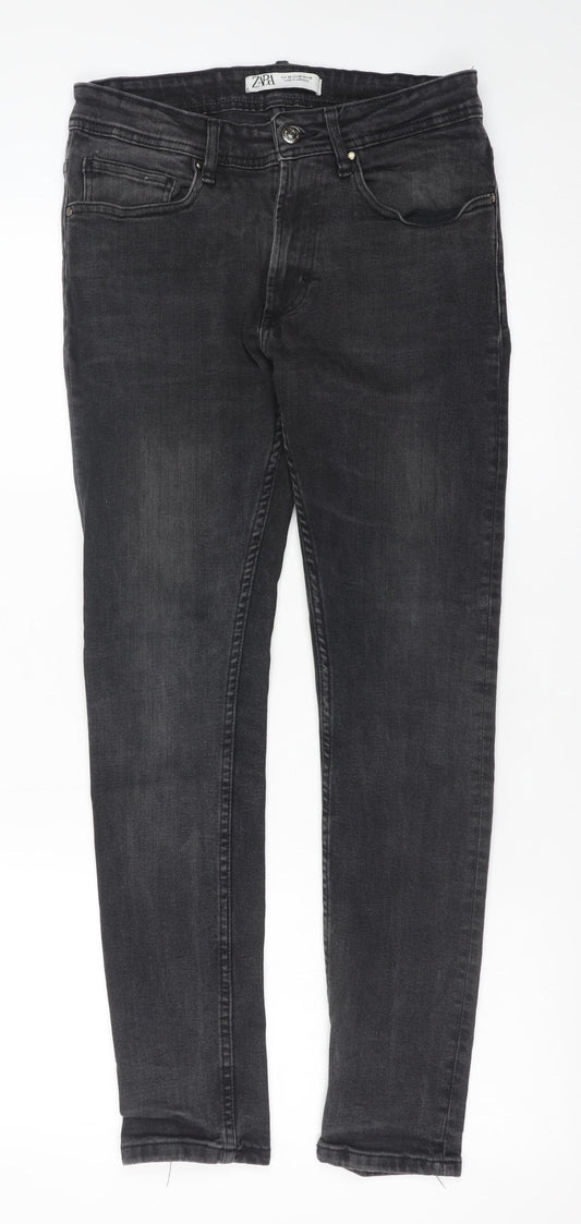 ZARA Women Black Skinny Denim Jeans Size 10 Mid Rise