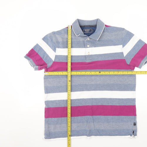 Maine New England Men's Multicoloured Striped Cotton Polo Shirt Size S