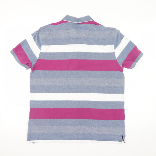 Maine New England Men's Multicoloured Striped Cotton Polo Shirt Size S