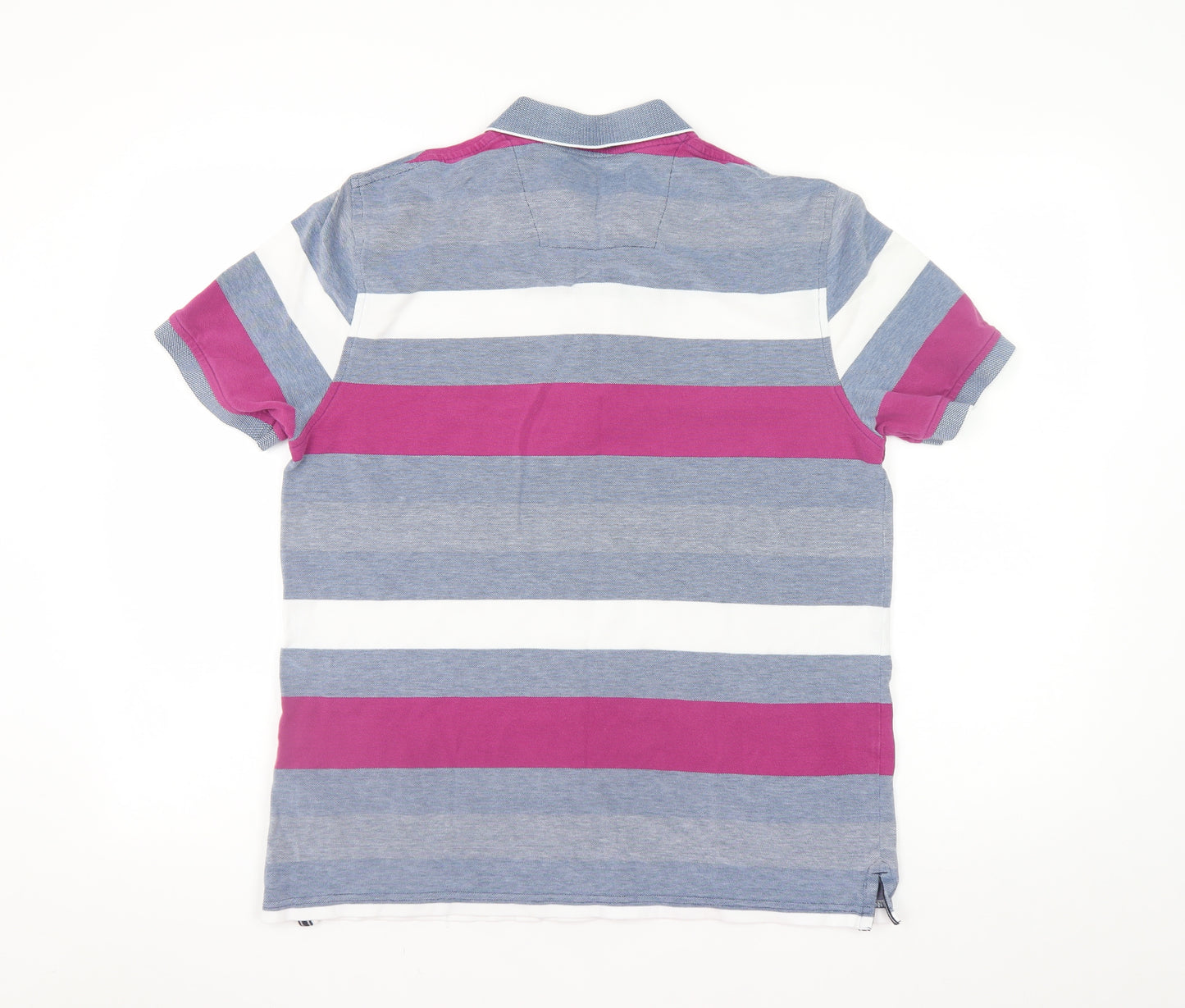 Maine New England Men's Multicoloured Striped Cotton Polo Shirt Size S