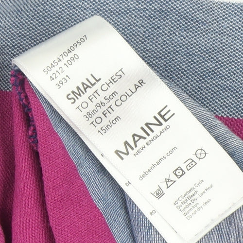 Maine New England Men's Multicoloured Striped Cotton Polo Shirt Size S
