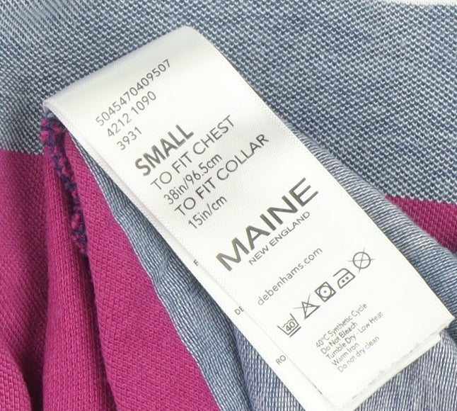 Maine New England Men's Multicoloured Striped Cotton Polo Shirt Size S