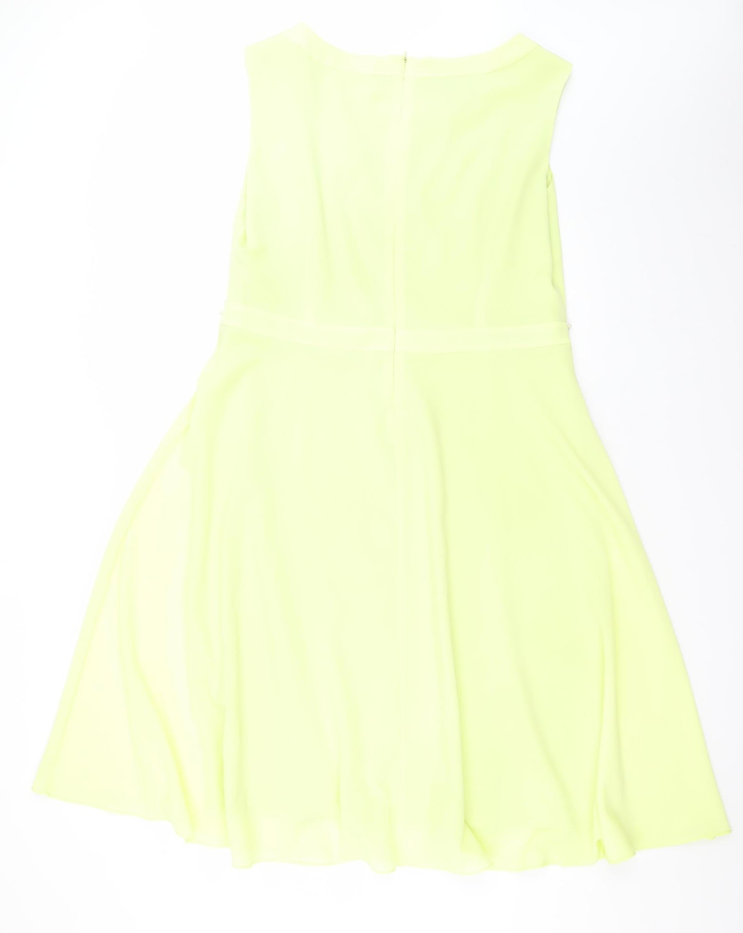 Daisy May Women's Yellow A-Line Sleeveless Beaded Chiffon Dress Size 16