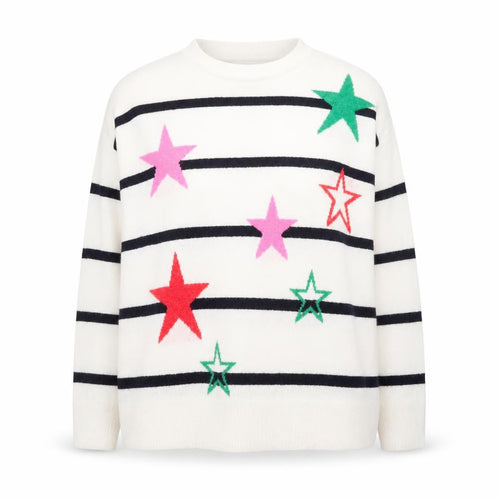 F&F Women’s White Star Stripe Knit Jumper Size 14
