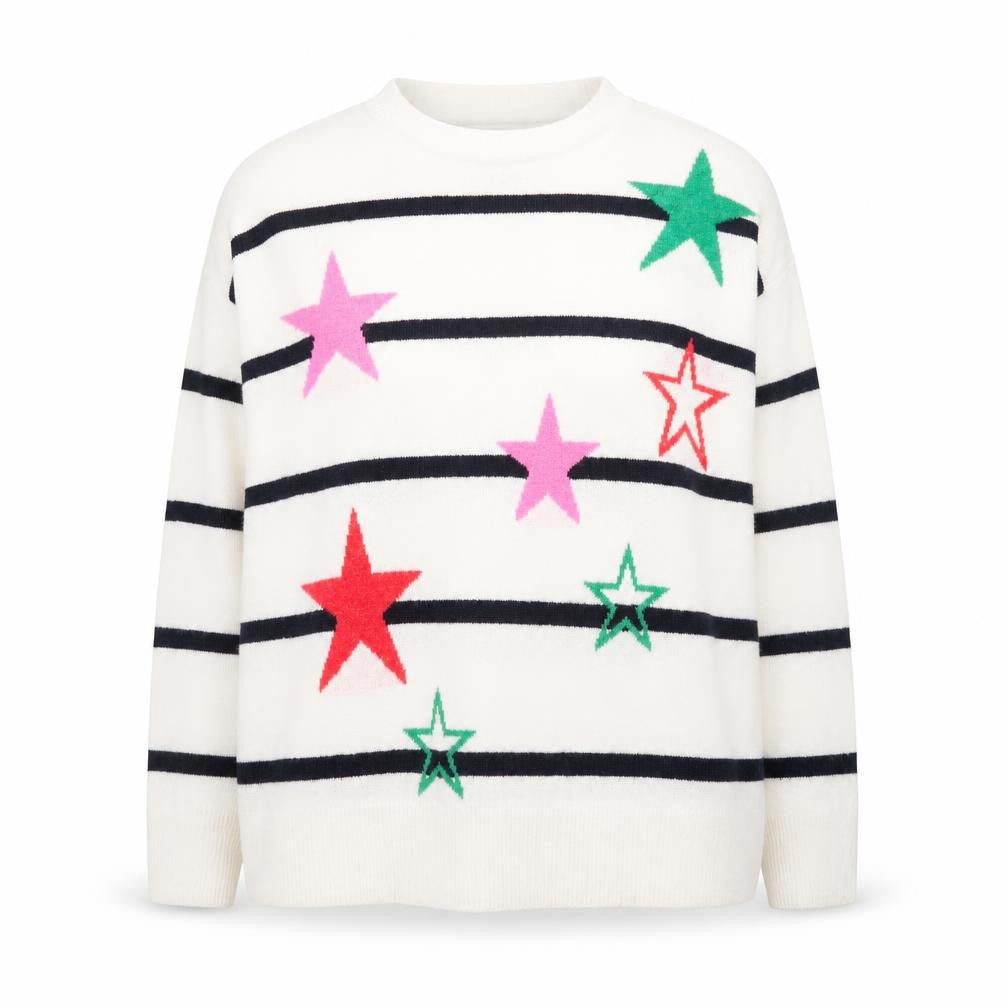 F&F Women’s White Star Stripe Knit Jumper Size 14