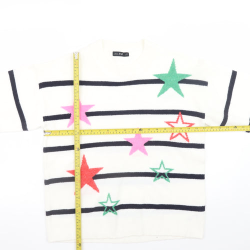 F&F Women’s White Star Stripe Knit Jumper Size 14