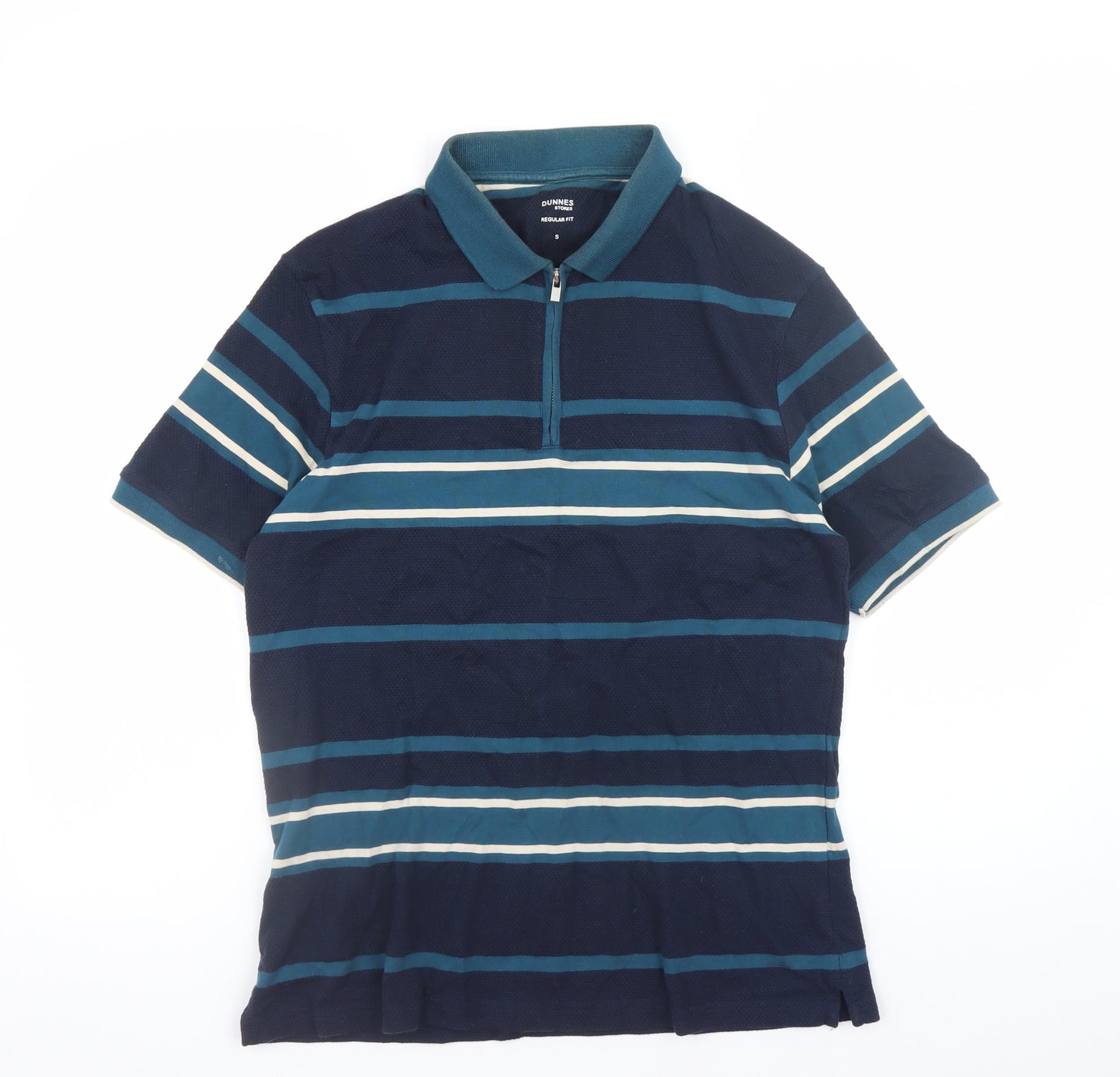 Dunnes Stores Men's Blue Striped Regular Fit Polo Shirt Size S