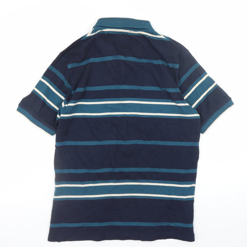 Dunnes Stores Men's Blue Striped Regular Fit Polo Shirt Size S