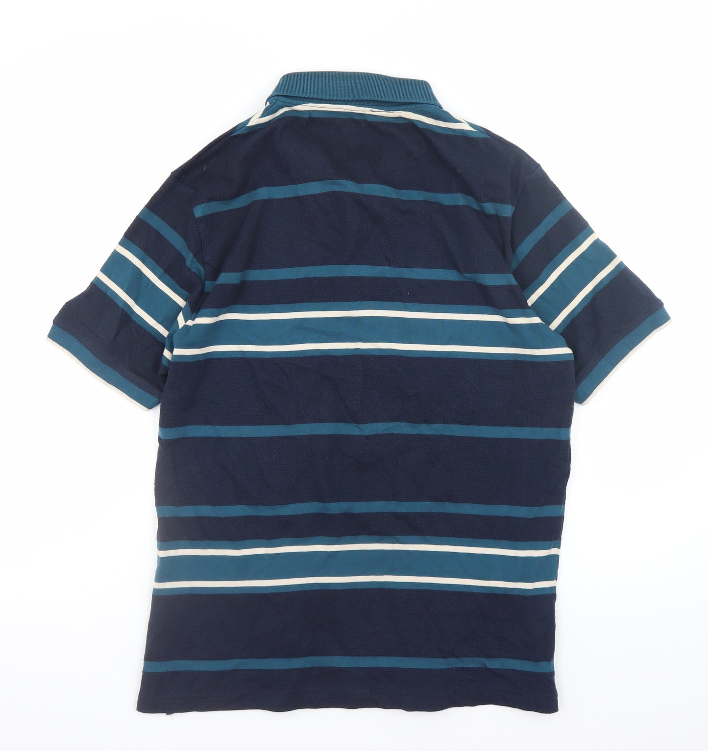 Dunnes Stores Men's Blue Striped Regular Fit Polo Shirt Size S