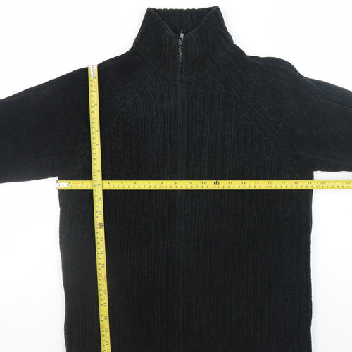 Dunnes Men’s Black Ribbed Half Zip Jumper Size S Acrylic Knit