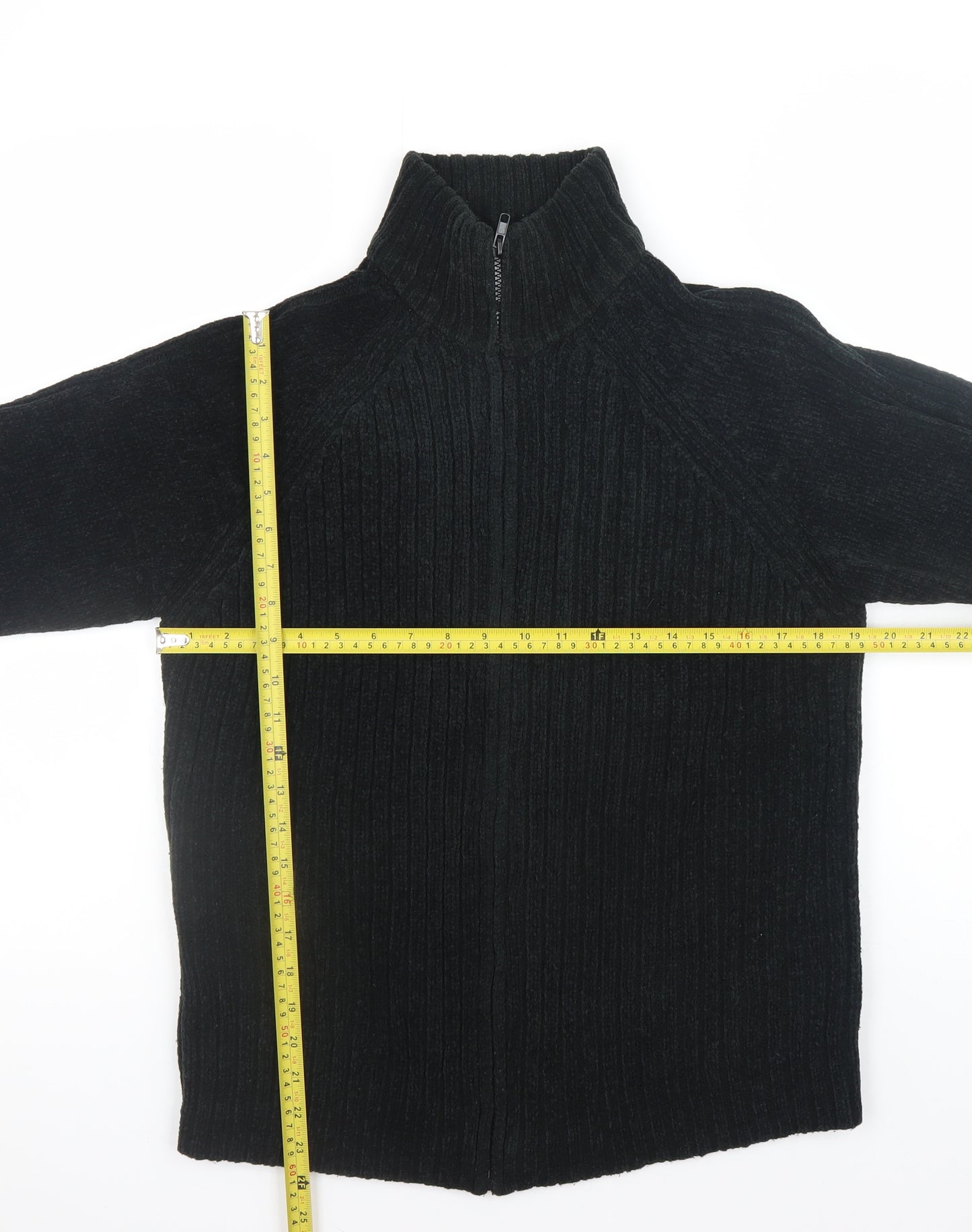 Dunnes Men’s Black Ribbed Half Zip Jumper Size S Acrylic Knit