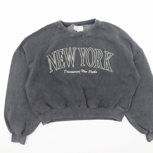 Pull&Bear Pacific Republic Teens Grey New York Pullover Sweatshirt M