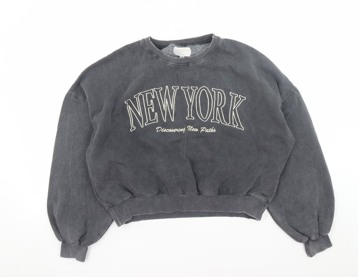 Pull&Bear Pacific Republic Teens Grey New York Pullover Sweatshirt M