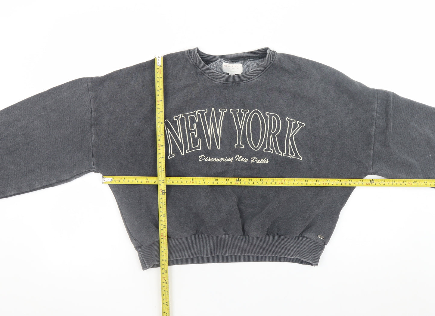 Pull&Bear Pacific Republic Teens Grey New York Pullover Sweatshirt M