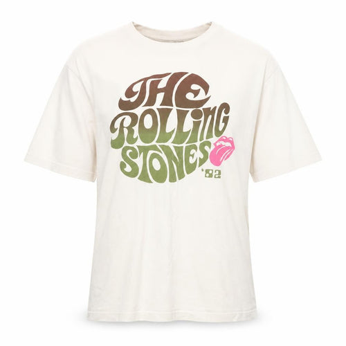 Pull&Bear Women's Ivory Rolling Stones Graphic T-Shirt Size S