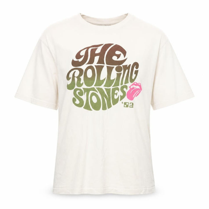 Pull&Bear Women's Ivory Rolling Stones Graphic T-Shirt Size S