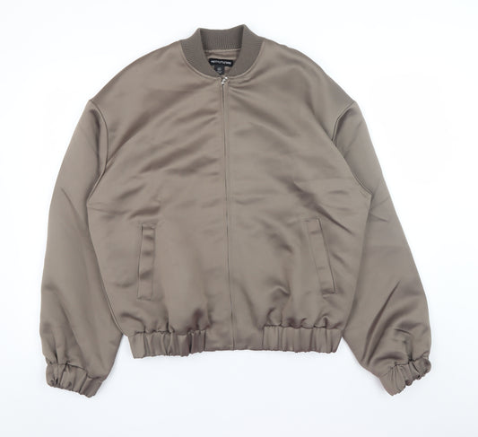 PrettyLittleThing Women’s Brown Bomber Jacket UK 4 Polyester Zip Up
