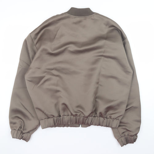PrettyLittleThing Women’s Brown Bomber Jacket UK 4 Polyester Zip Up