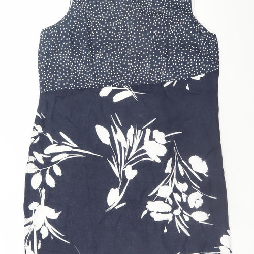 Punt Roma Women Blue Floral Polka Dot Shift Dress Size 16