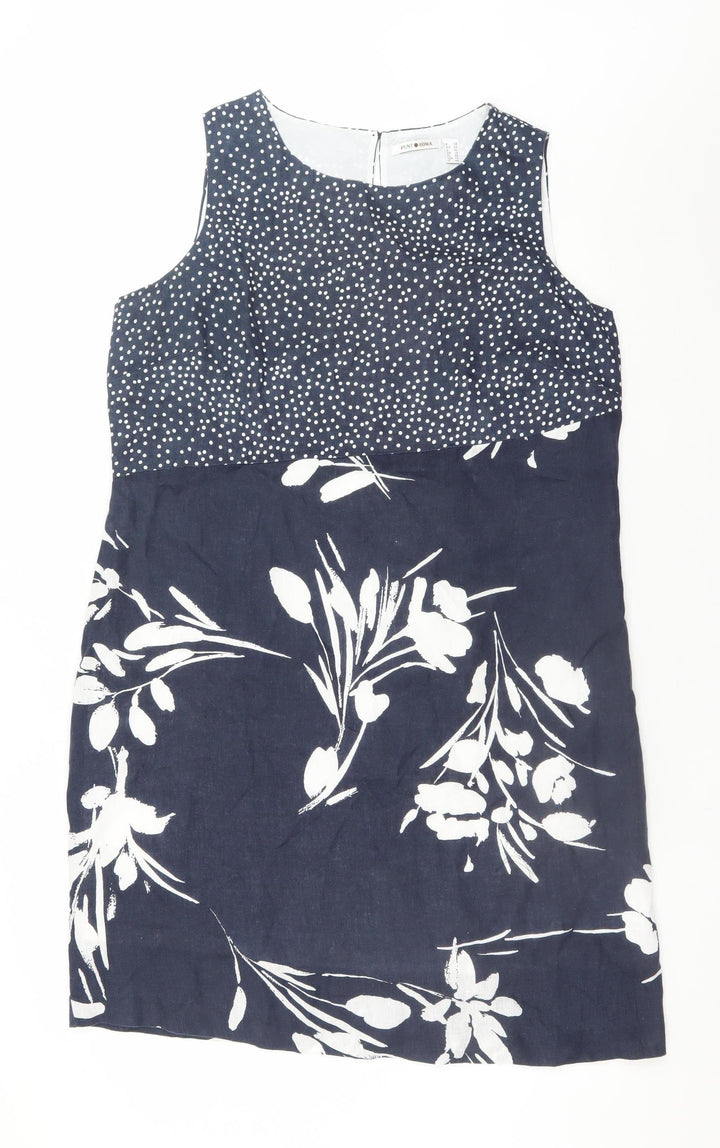 Punt Roma Women Blue Floral Polka Dot Shift Dress Size 16