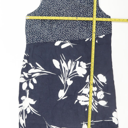 Punt Roma Women Blue Floral Polka Dot Shift Dress Size 16