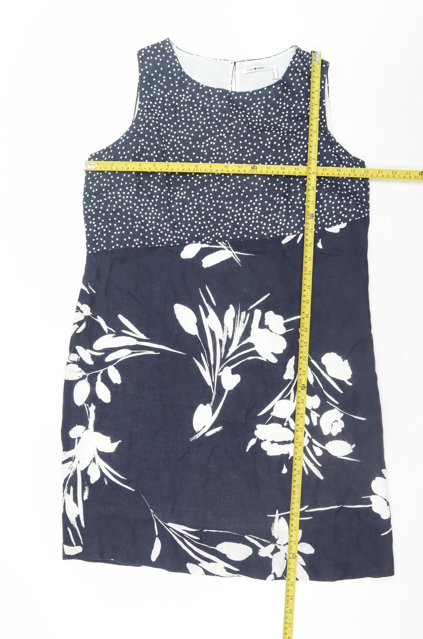 Punt Roma Women Blue Floral Polka Dot Shift Dress Size 16