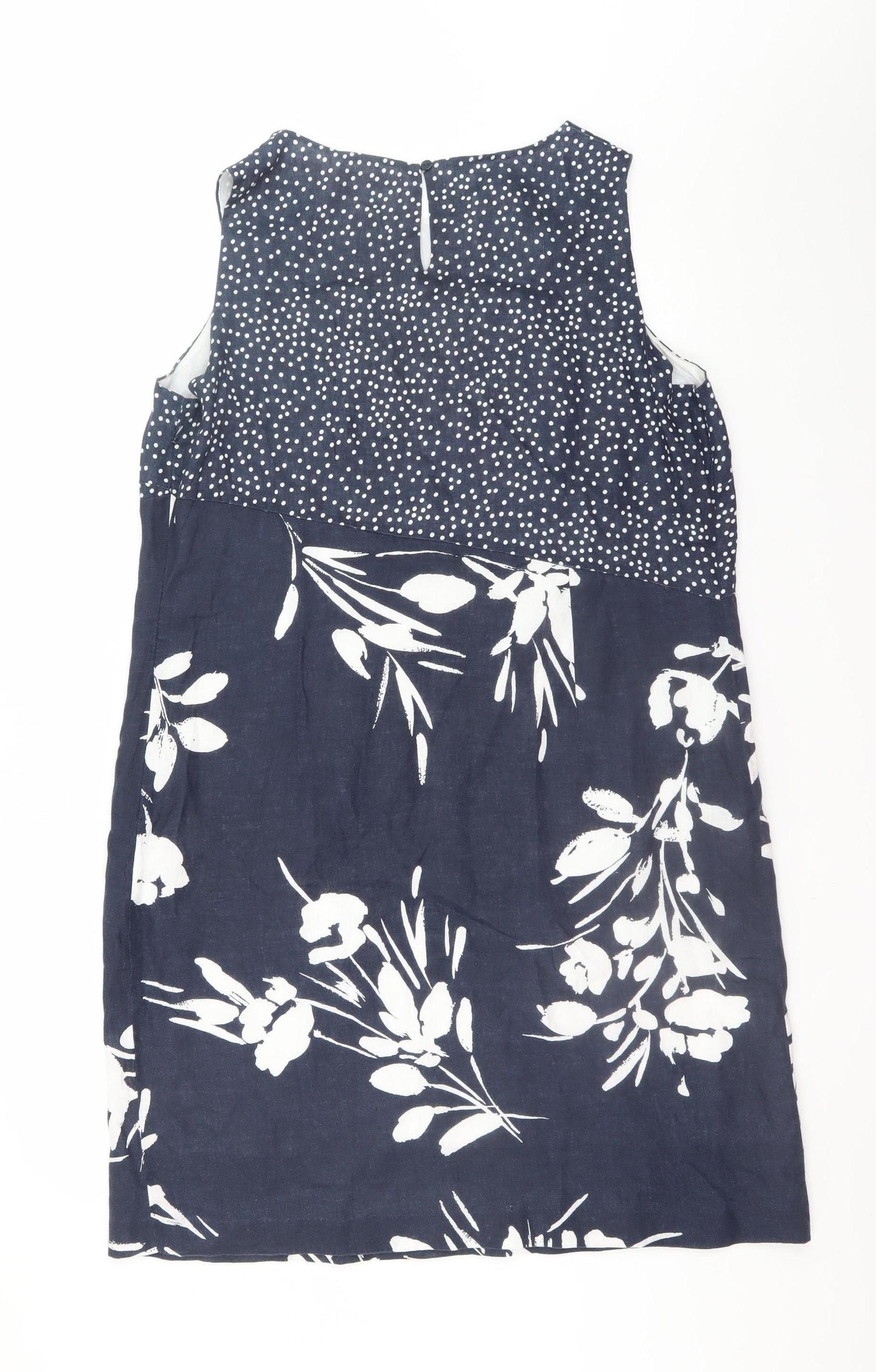 Punt Roma Women Blue Floral Polka Dot Shift Dress Size 16