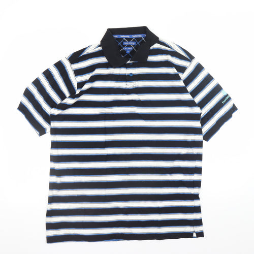 Backswing Men's Black Striped Cotton Golf Polo Shirt Size S
