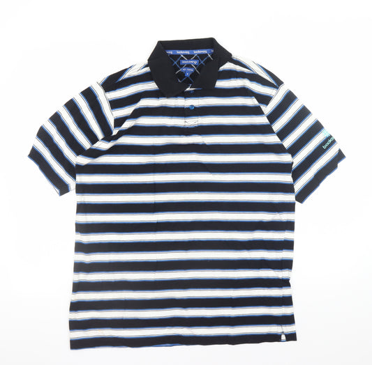 Backswing Men's Black Striped Cotton Golf Polo Shirt Size S