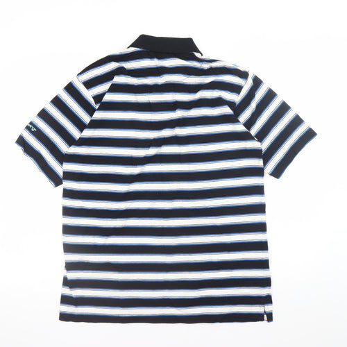 Backswing Men's Black Striped Cotton Golf Polo Shirt Size S