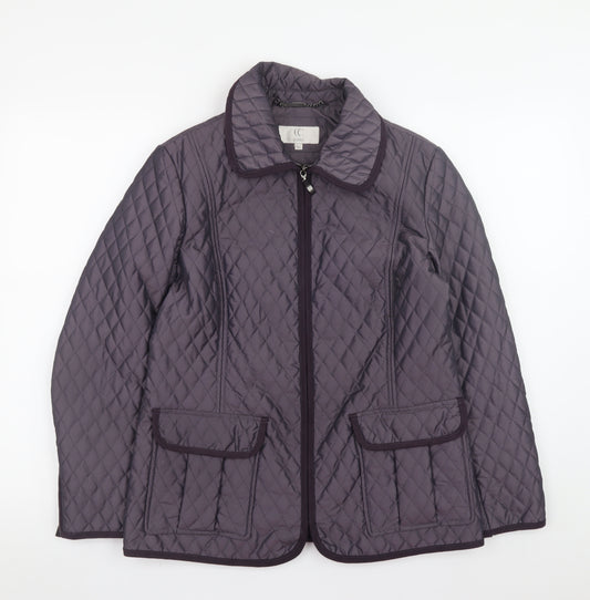 CC Petite Women's Purple Quilted Mid-Length Zip Jacket Size 8