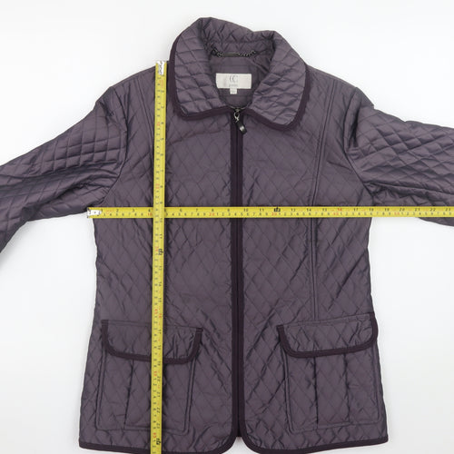 CC Petite Women's Purple Quilted Mid-Length Zip Jacket Size 8