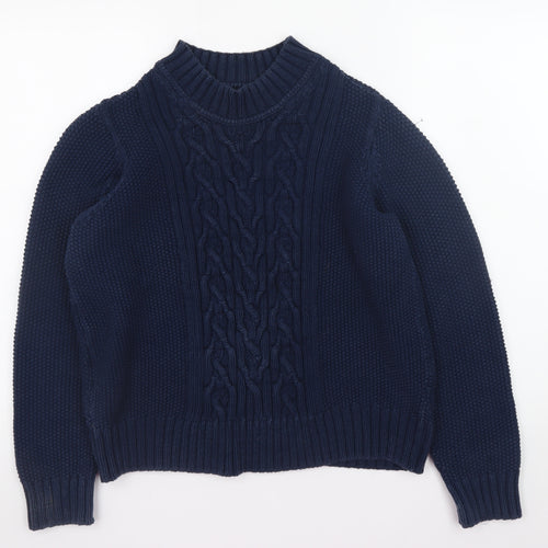 Marks and Spencer Women's Blue Cotton Cable-Knit Jumper Size 12